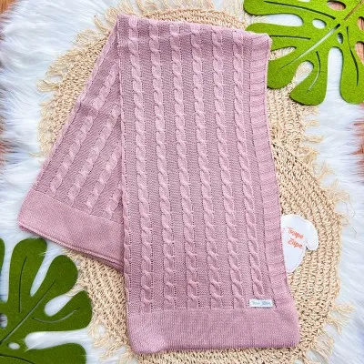 Manta de Linha Tranças - Rose