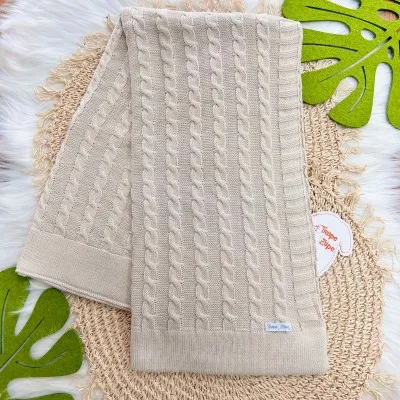 Manta de Linha Tranças - Areia