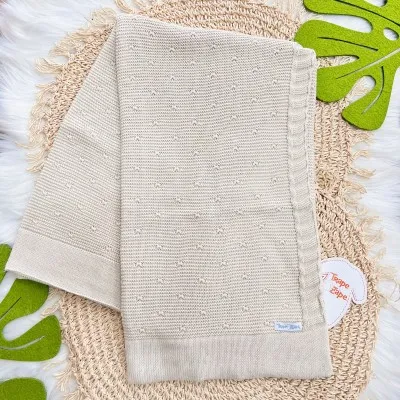 Manta de Linha Ponto Alto - Areia