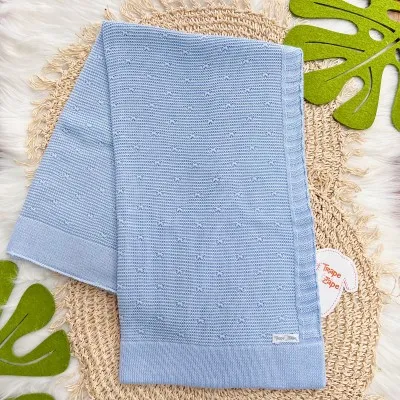 Manta de Linha Ponto Alto - Azul Bebê