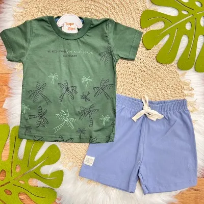 Conj. Camiseta We Need Vitamin Sea e Bermuda - Verde