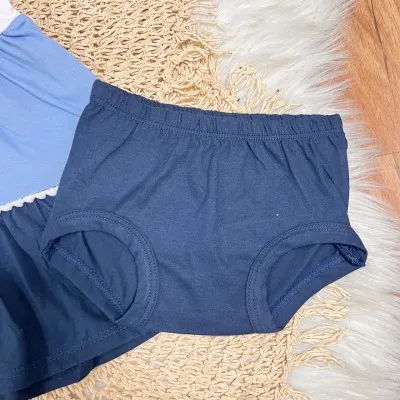 Vestido Três Marias e Tapa Fralda - Azul e Branco
