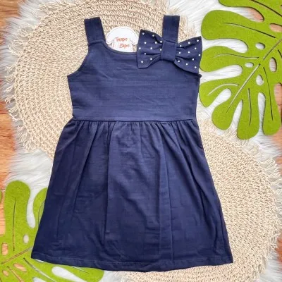 Vestido com Laço de Strass - Azul Marinho
