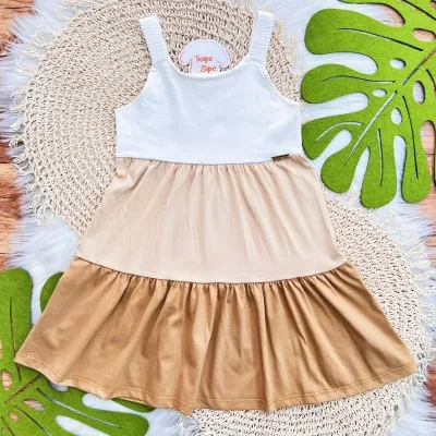 Vestido Três Marias - Off White, Areia e Marrom