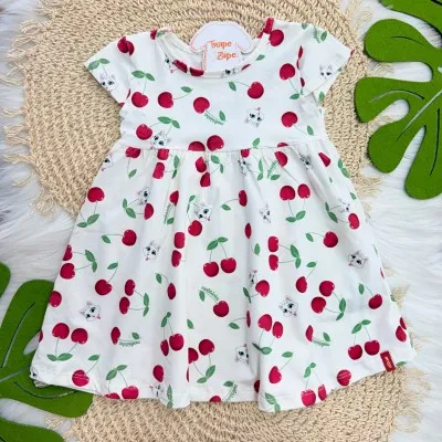 Vestido Cherries e Gatinha - Off White