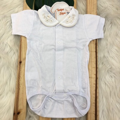 body gola bordada M C- borboleta Bege body gola bordada M C- borboleta Bege