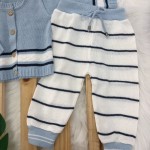 Conjunto de linha azul listrinha branco e marinho