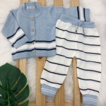 Conjunto de linha azul listrinha branco e marinho