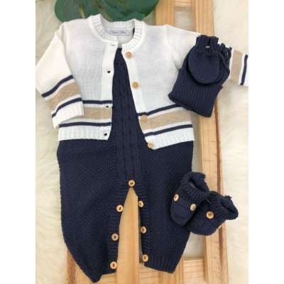   Kit algodão doce- Azul marinho e bege