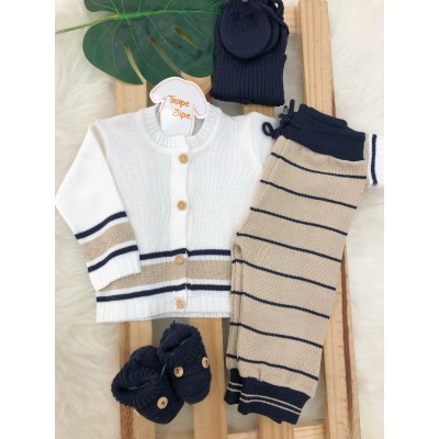   Kit algodão doce- Azul marinho e bege