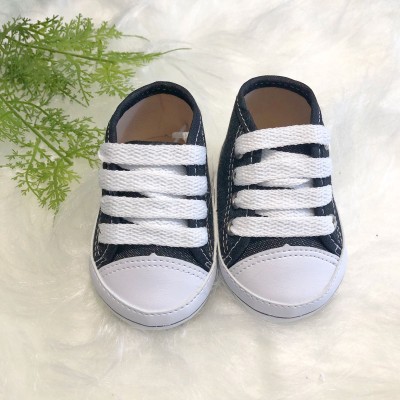 Tenis cano alto com cadarço- JEANS AZUL