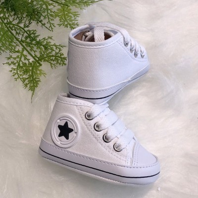 Tenis cano alto com cadarço- Branco
