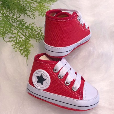 Tenis cano alto com cadarço- Vermelho