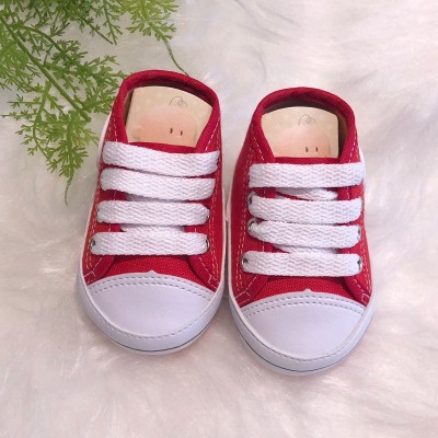Tenis cano alto com cadarço- Vermelho