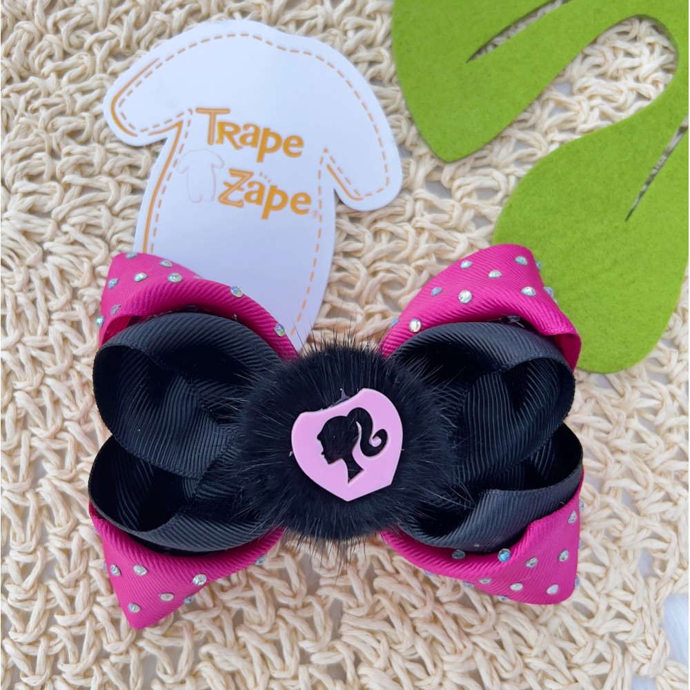  Laço de Cabelo Linha Barbie Perfil Preto