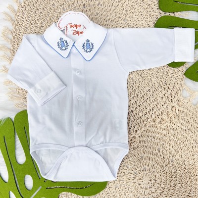 body gola bordada- ursinho  vies e ramo jeans