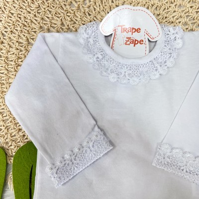 Body gola bordada- grypir redondo com perola branco