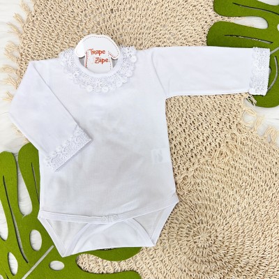 Body gola bordada- grypir redondo com perola branco