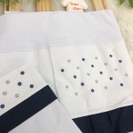 Enxoval- Jogo de lençol para Berço Americano 3 peças- Poa Azul Marinho e Cinza