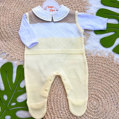Macacão de Linha Tomas - Amarelo, Areia e Branco