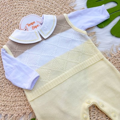 Macacão de Linha Tomas - Amarelo, Areia e Branco