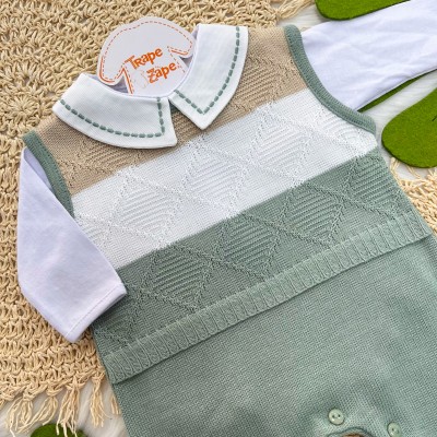 Macacão de Linha Tomas - Verde, Areia e Branco