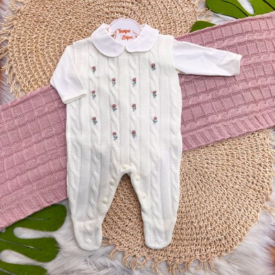 Saída de Maternidade - Ivone Florida Salopete - Off White e Rose