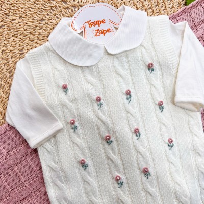 Saída de Maternidade - Ivone Florida Salopete - Off White e Rose