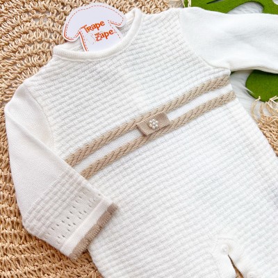 Macacao de Linha - Cecília Branco com Bege