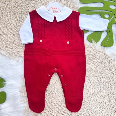 Macacão de linha barquinho vermelho