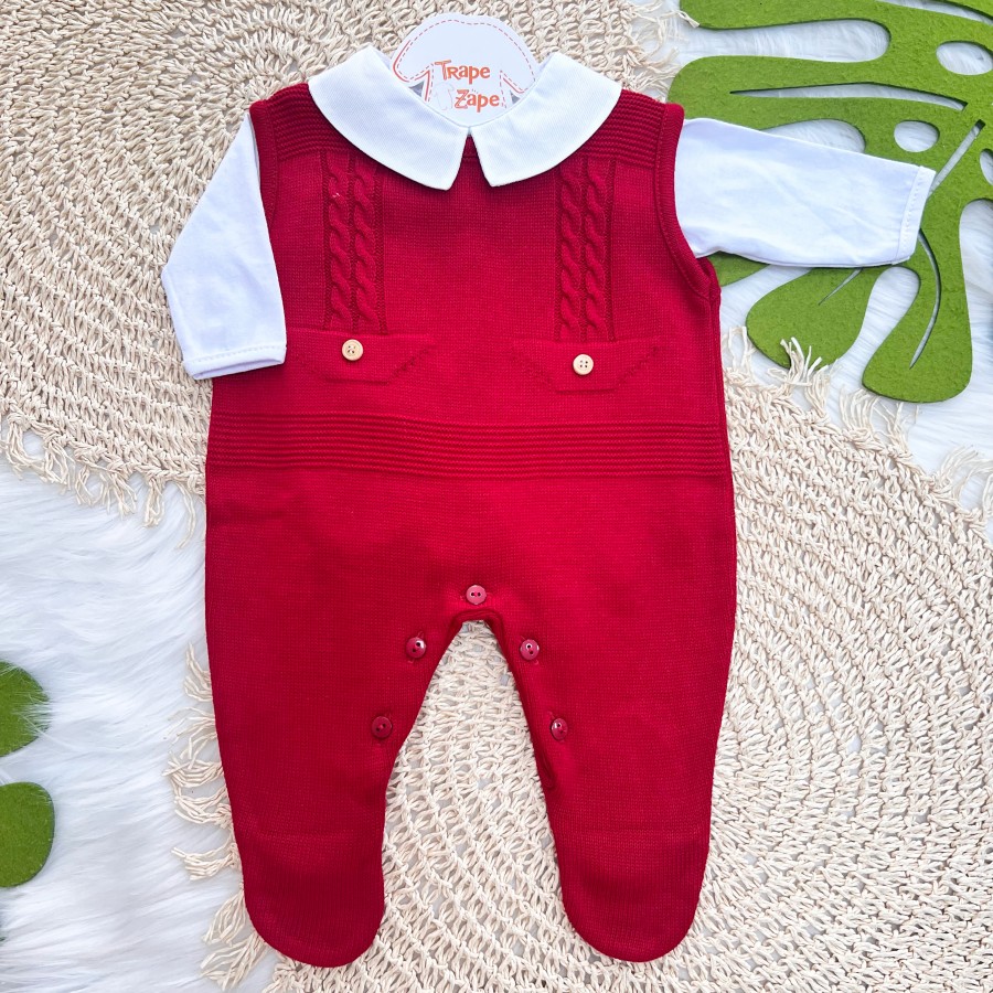 Macacão de linha barquinho vermelho