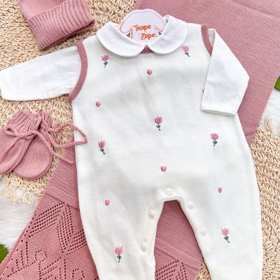Saída de maternidade Tulipas Off e rose