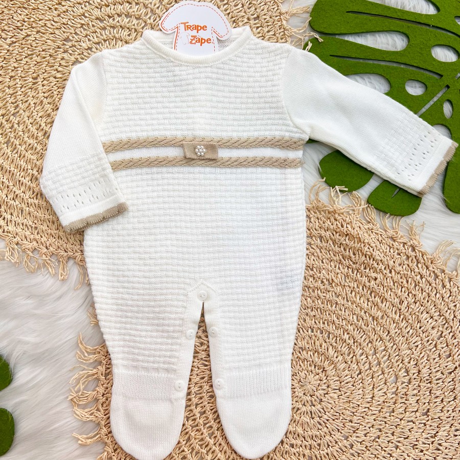 Macacao de Linha - Cecília Branco com Bege