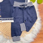  Conj de linha tijolinho- Azul marinho com branco