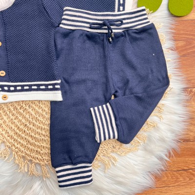  Conj de linha tijolinho- Azul marinho com branco