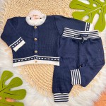  Conj de linha tijolinho- Azul marinho com branco