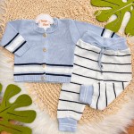 Conjunto de linha azul listrinha branco e marinho
