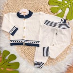 CONJ de linha tijolinho- branco com azul jeans