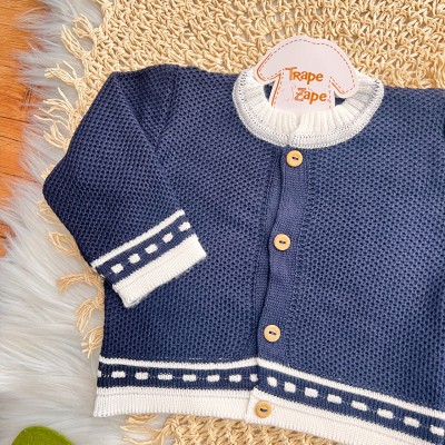  Conj de linha tijolinho- Azul marinho com branco