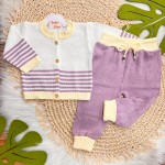 Conj de linha Listras Lilás e Amarelo