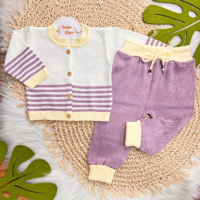 Conj de linha Listras Lilás e Amarelo