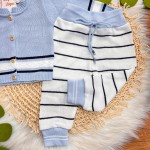 Conjunto de linha azul listrinha branco e marinho