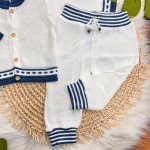 CONJ de linha tijolinho- branco com azul jeans