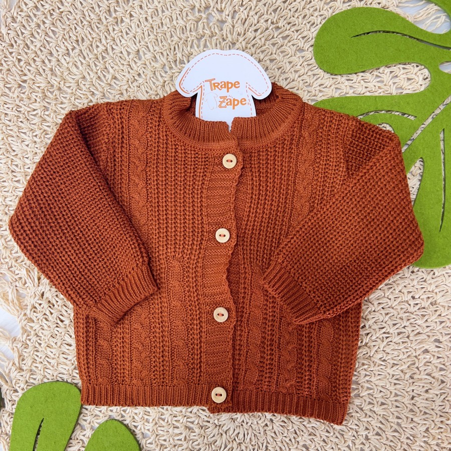 Casaco de Linha Ponto Alto com Botões - Ferrugem