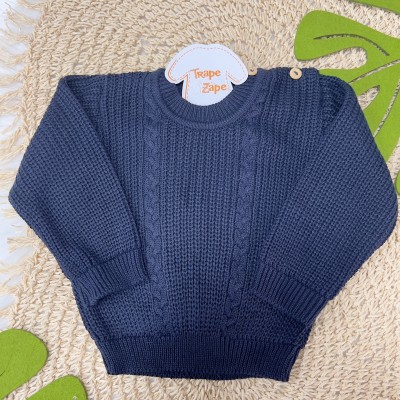 blusa de linha ponto alto fechado- Marinho
