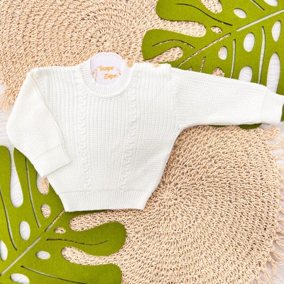 Blusa de linha ponto alto fechado- Off White