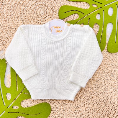  Blusa de linha ponto alto fechado- Off White