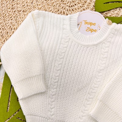  Blusa de linha ponto alto fechado- Off White