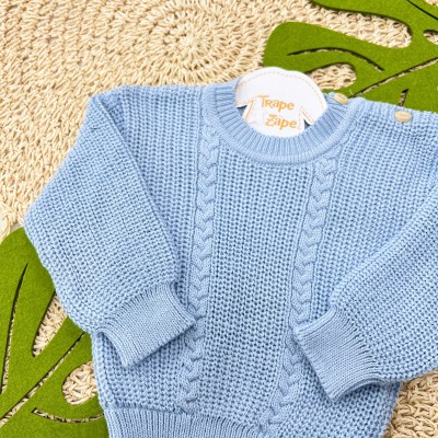 Blusa de linha ponto alto fechado- Azul