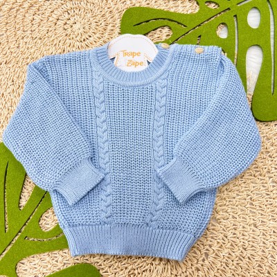 Blusa de linha ponto alto fechado- Azul